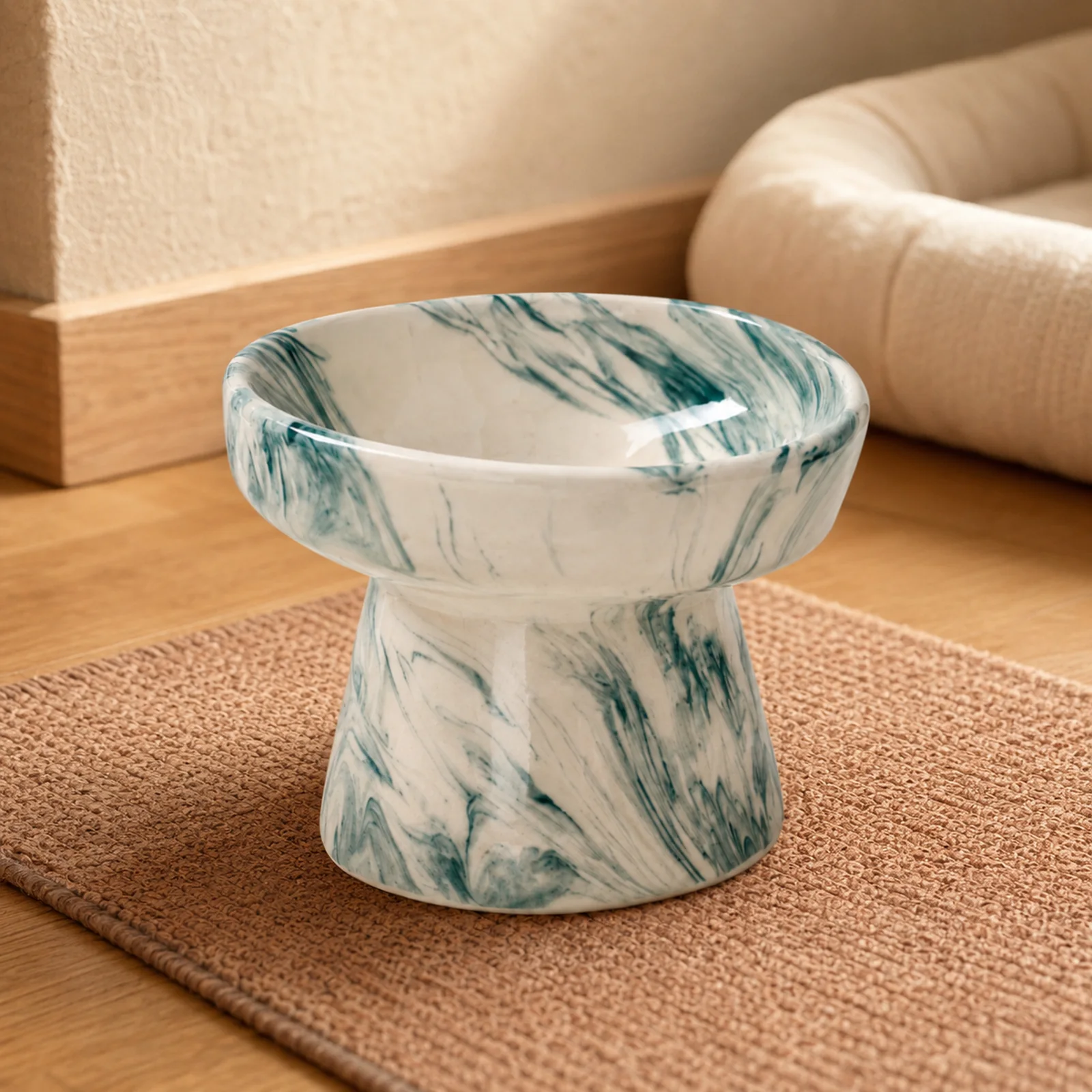 Ebru Glaze Elevated Ceramic Bowl
