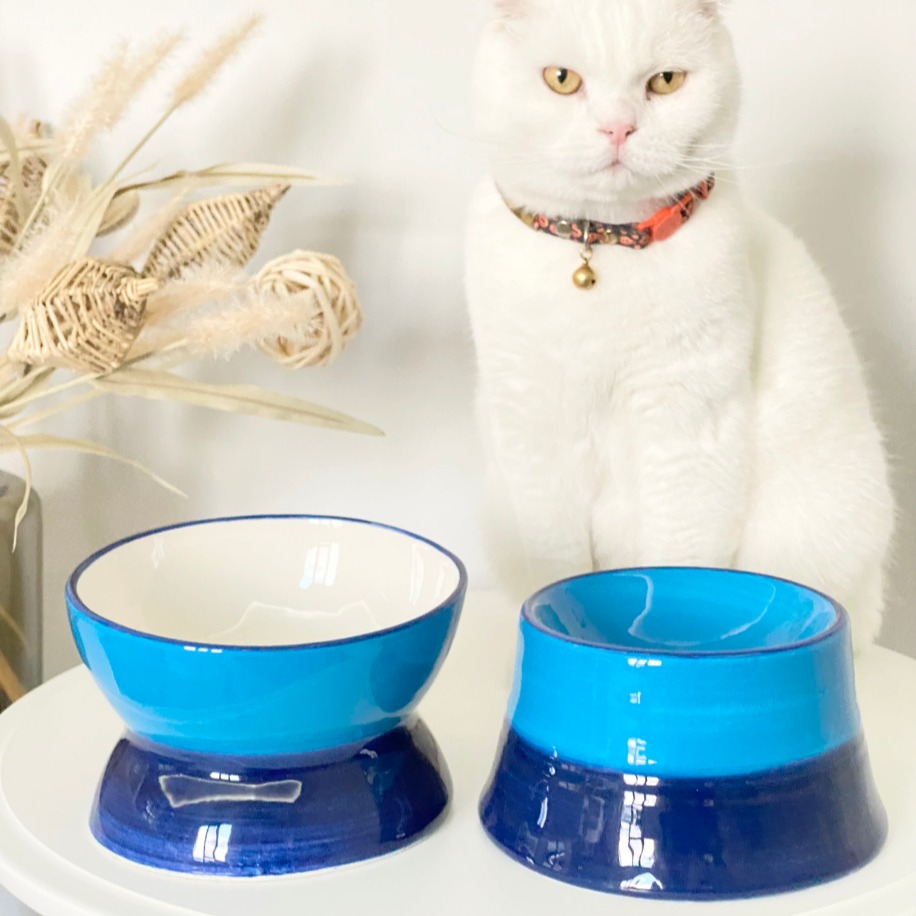 Luna Keramiknapf für Haustiere 2er-Set — Blaue Marine