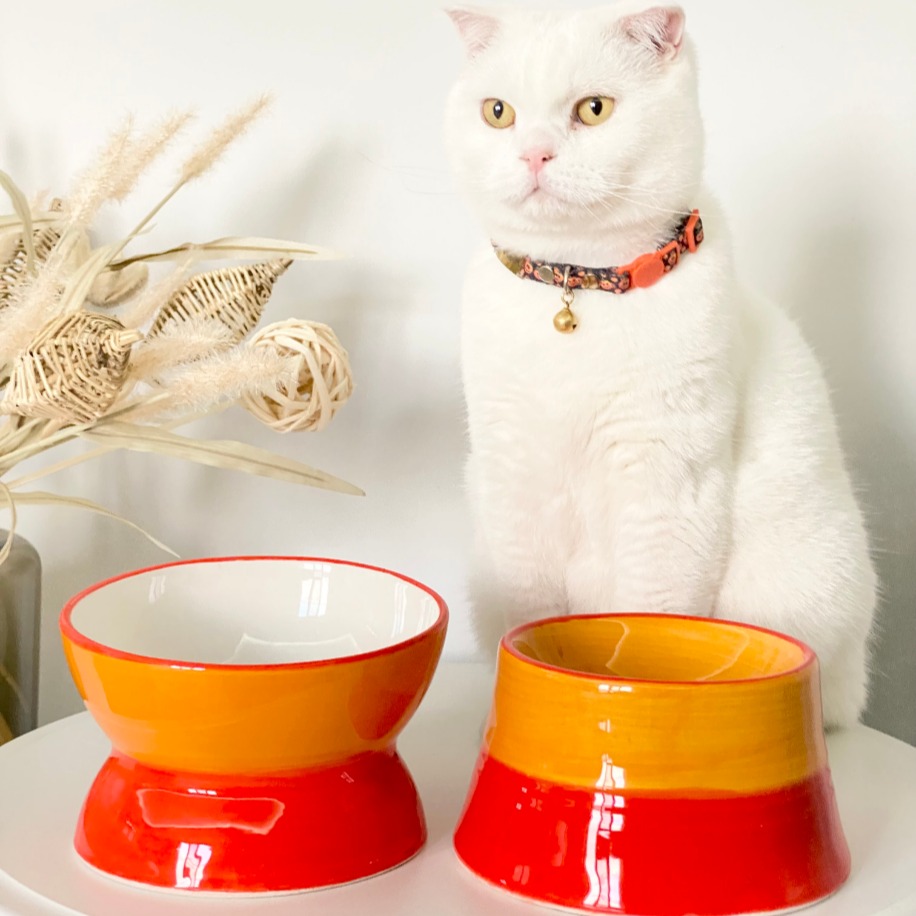 Luna — 2 × Keramiknapf für Haustiere — Orange